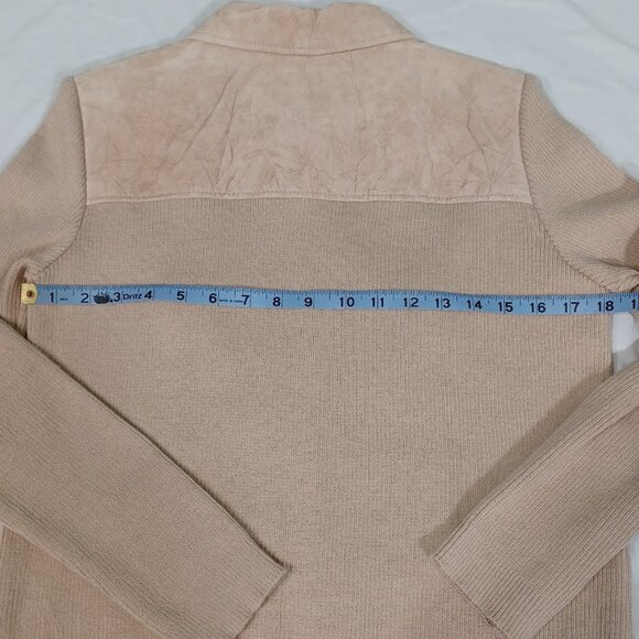 Coldwater Creek Jacket Womens Beige Petite Medium Suede Leather Knit Full Zip - Picture 6 of 10